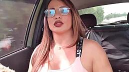 Hungarian milf pornstar fulfills fan foot fetish with creampie in car