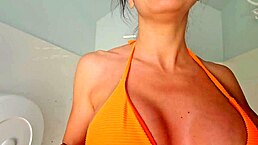 Bather Secretly Followed to Beach Toilet for Shaved Pussy Doggystyle Fuck with Huge Cock