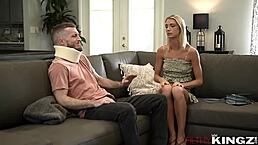 Perverted teen Payton Avery takes advantage of big cock in doggy and cowgirl. Blonde amateur rides to orgasm!