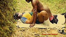 mr burna breaks sofia ass in bush doggy style after lecture and she cries out in joy. he gives hairy pussy creampie with big black cock outdoors before good grade.