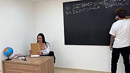 uhh i spoiled and fucked my hot colombian teacher rough in classroom with big cock creampie and moaning missionary quickie