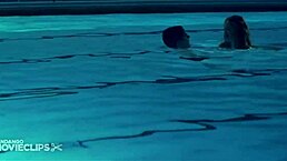 Celebrity girl finishes swimming lessons in high definition California setting