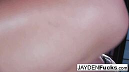 i get naughty with big tits oiled solo on red wall as jayden jaymes