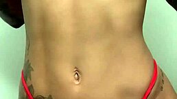 Sexy lingerie cream on body masturbation with dildo anal plug.