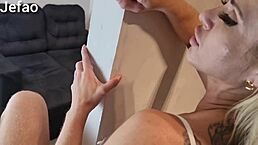 Oh man, I-I'm just loving this hot ride on that massive black cock with the horny blonde, creampie finish feels so intense...