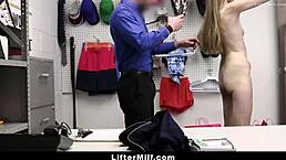 I caught that milf stealing panties and strip-searched her in the garage