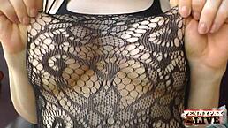 Naughty redhead Penny Pax craves cock while working her big toy. She teases with solo dildo play in lingerie at work.