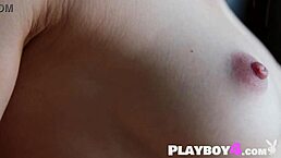 Auburn petite 18+ teen exposes amazing body with natural tits and sexy pussy after hot striptease for playboy solo.