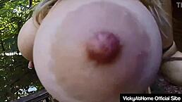 hot vicky vette strips her sexy costume and plays with herself outdoors 😏