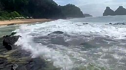 Stranger dumps my cum for fish to eat publicly on the beach!