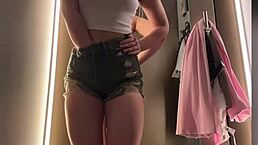 I finger my tight pussy in public changing room