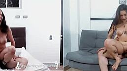 natalia spanks lily's big ass and small tits in interracial colombian casting