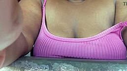 Amateur Latina Shows Big Natural Tits Outdoors In Window For Sexy Black Guys On Street