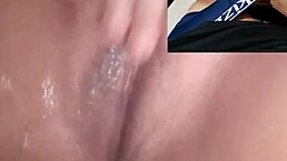 Me excitando com a novinha safada da minha ex batendo uma siririca gostosa que me fez gozar.