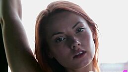 Auburn petite 18+ teen exposes amazing body with natural tits and sexy pussy after hot striptease for playboy solo.