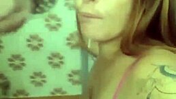 Guy fixes shower gets blowjob ends with cum on tits