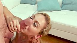 Wam cougar gives blowjob and handjob to big cock for facial jizz 💦