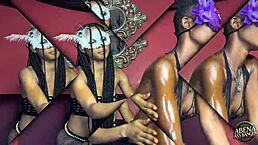 Two sexy slim teens played with their tight pussies before a hardcore foursome with big black cocks