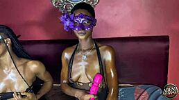 Two sexy slim teens played with their tight pussies before a hardcore foursome with big black cocks