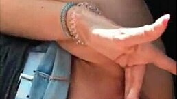 Amazing blonde masturbate in car