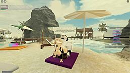 Roblox porn features blonde taking deepthroat and anal in wet doggystyle action.