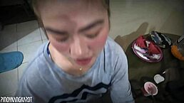 Shower foreplay with cute amateur