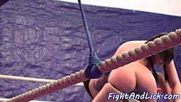 wrestling euro babes get naked and engage in close contact