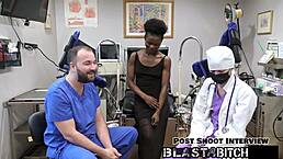 Rina arem spreads shaved pussy in hospital for nurse to fuck and blast jizz in missionary