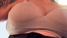 Famous Influencer Trains at Gym in Bra with Big Tits and Wet Pussy Showing Through Tanned Legs