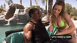 Horny slut bent over getting asshole stuffed with huge black cock outdoors