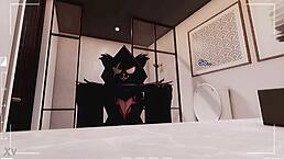 In a casual setup, the Roblox Raven Team Leader interacts with her neighbor in a simple scene.