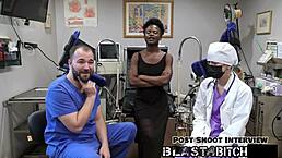 Rina arem spreads shaved pussy in hospital for nurse to fuck and blast jizz in missionary