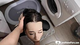 my step bro catches me masturbating in the bathroom and joins in