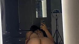 Neighbor latina young ebony sees video and comes to fuck in bathroom mirror