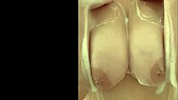 French Chubby Milf Caresses Big Tits in Shower