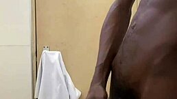 busting a nut with huge big black cock in outdoor public bathroom toilet