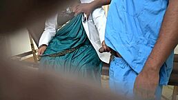 indian doctor enjoys lighthearted moments with patient in hospital clinic