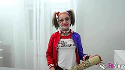 lady medusa plays the nasty harley quinn on a hunt for some big cock action