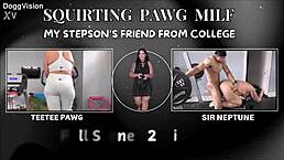 squirting pawg milf hooks up with stepsons college friend for interracial big black cock riding and cum in mouth