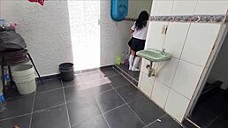 perverted stepdad gets horny watching his skinny 18 year old stepdaughter wash her panties after school and shoves his dick straight into her tight pussy