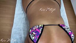 Massage with tits out gets intense as masseuse grabs delicious breasts while cuck films