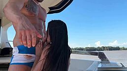 hot brazilian gih ribeiro enjoys interracial boat quickie with muscular bodybuilder