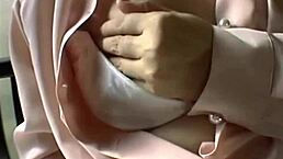 Japanese mom contrasts subtle touches with intense vibrator play. her hairy pussy reaches orgasm through teasing masturbation