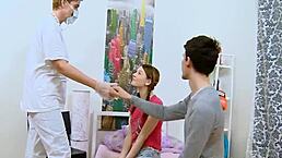 innocent honey with small tits gets her wet pussy pounded sore by two hunks, but who knew ball licking and blowjob could lead to such hardcore gay oral?