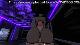 In this wild Roblox session, a busty slut rides a monster cock hard until he cums inside her missionary style.