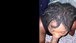 came all over her lips after deepthroat blowjob and she kept sucking the huge ebony cock dry