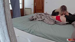 Sexy Stepmom Gives Birthday Gift with Deep Blowjob and Wet Tight Pussy Creampie Finish