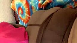 My pregnant ebony girlfriend gets so wet riding my big cock in cowgirl, creaming everywhere during our rough homemade sex as friends watch.