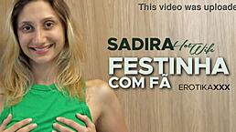 Sadira hotwife and fan in backstage photoshoot.