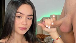 Young cute Colombian amateur Latina gets big cock in tight wet pussy during homemade missionary sex